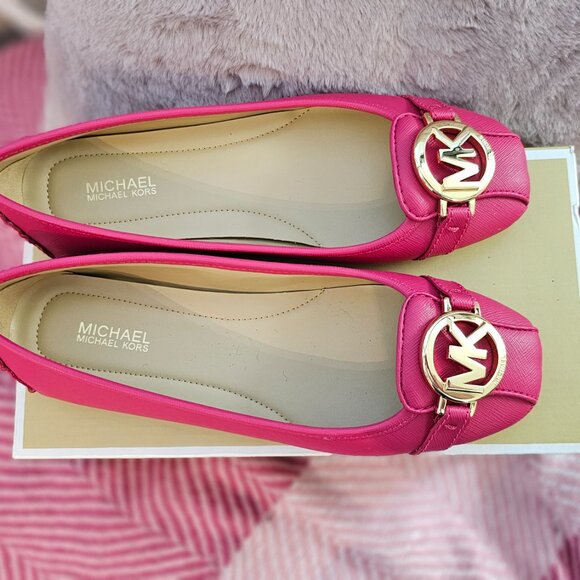 Michael Kors Carmine Pink Moccasin Ballet Flats 6 - Picture 4 of 5
